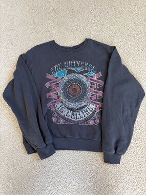 Hollister Black Graphic Crewneck Sweatshirt with Multicolor Mandala